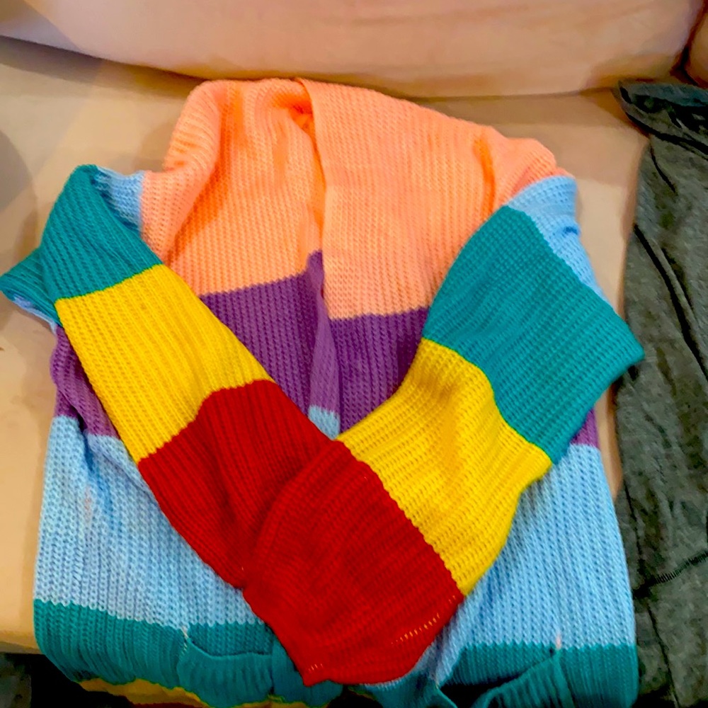 Rainbow long cardigan sweater